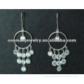 bead hoop earrings decorated with clear crystals